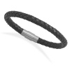 Braided Black Leather Bracelet W3142-8